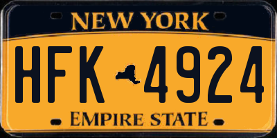 NY license plate HFK4924