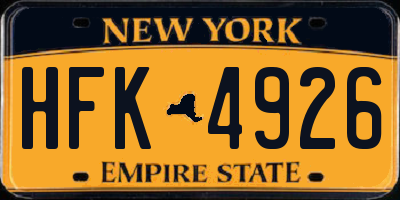 NY license plate HFK4926