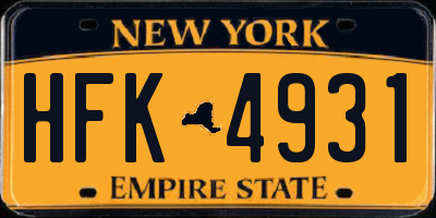 NY license plate HFK4931