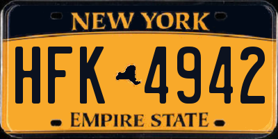 NY license plate HFK4942