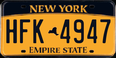 NY license plate HFK4947