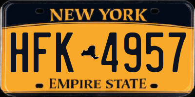 NY license plate HFK4957
