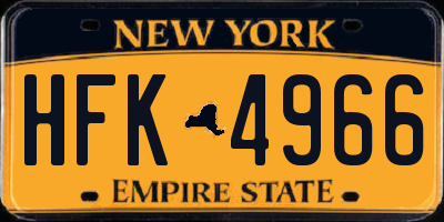 NY license plate HFK4966
