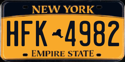 NY license plate HFK4982