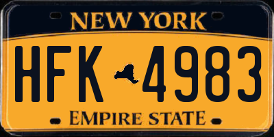 NY license plate HFK4983