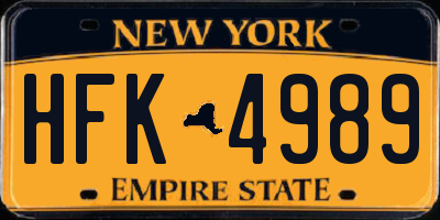 NY license plate HFK4989