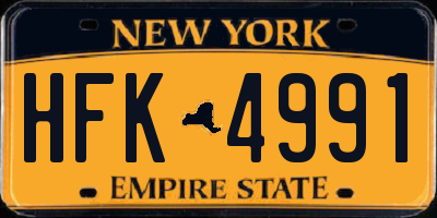 NY license plate HFK4991