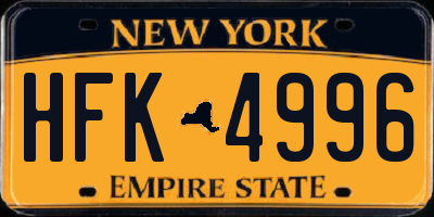 NY license plate HFK4996