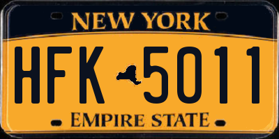 NY license plate HFK5011