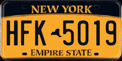 NY license plate HFK5019