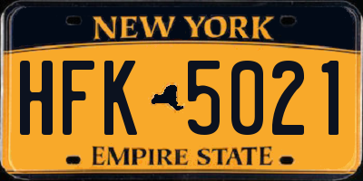 NY license plate HFK5021