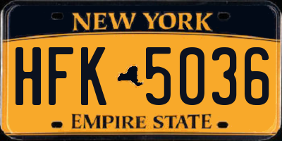 NY license plate HFK5036