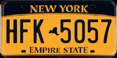 NY license plate HFK5057