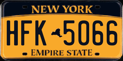 NY license plate HFK5066