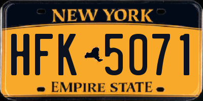 NY license plate HFK5071