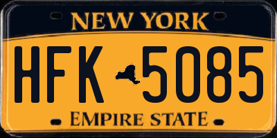 NY license plate HFK5085
