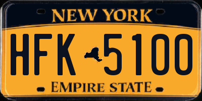 NY license plate HFK5100