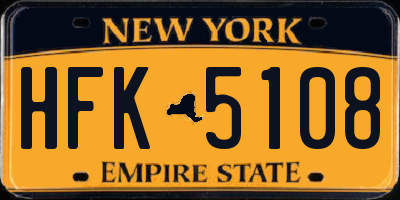 NY license plate HFK5108