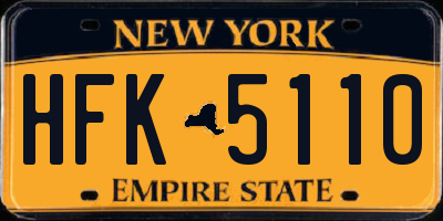 NY license plate HFK5110