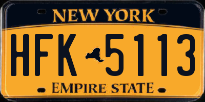 NY license plate HFK5113