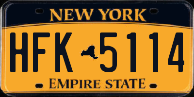 NY license plate HFK5114