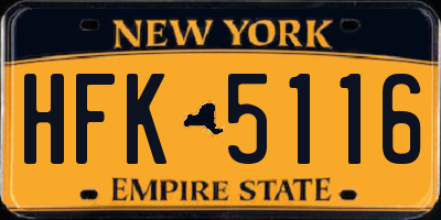NY license plate HFK5116