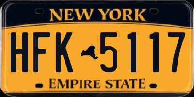 NY license plate HFK5117