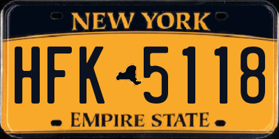 NY license plate HFK5118