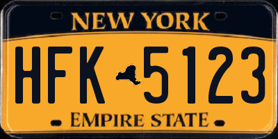 NY license plate HFK5123