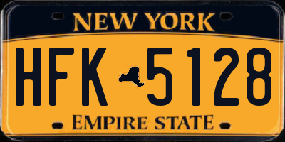 NY license plate HFK5128