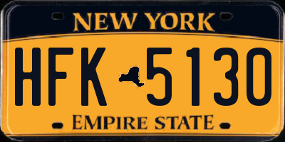 NY license plate HFK5130