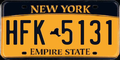 NY license plate HFK5131