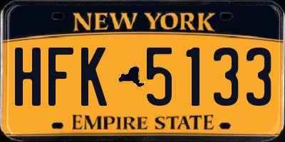 NY license plate HFK5133