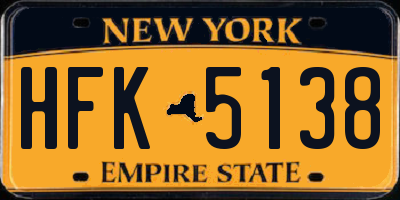 NY license plate HFK5138