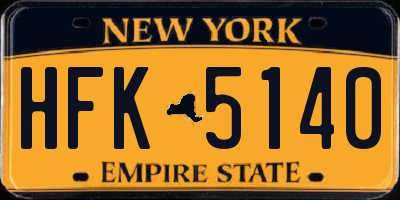 NY license plate HFK5140