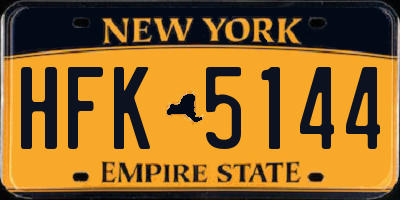 NY license plate HFK5144