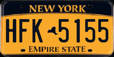 NY license plate HFK5155