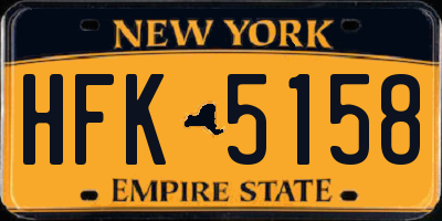 NY license plate HFK5158