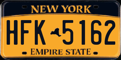 NY license plate HFK5162