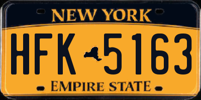 NY license plate HFK5163