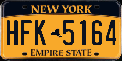 NY license plate HFK5164