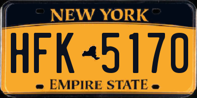 NY license plate HFK5170