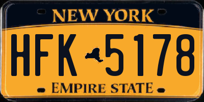 NY license plate HFK5178