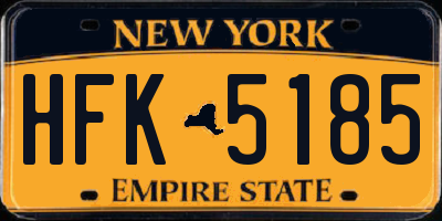NY license plate HFK5185