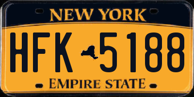 NY license plate HFK5188