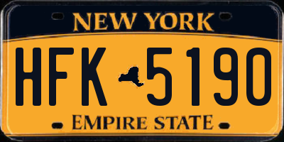 NY license plate HFK5190