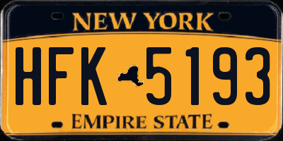 NY license plate HFK5193