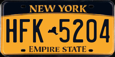 NY license plate HFK5204