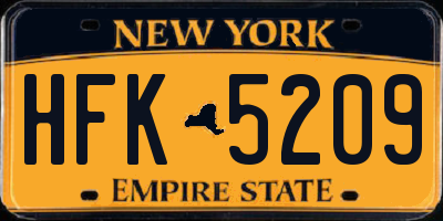 NY license plate HFK5209