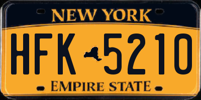 NY license plate HFK5210